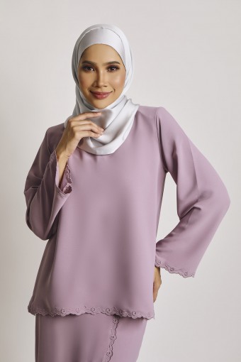 Afya Sulam Overlap Skirt Kurung Kedah Dusty Purple